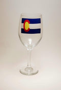 Handcrafted wine glass with the Colorado flag