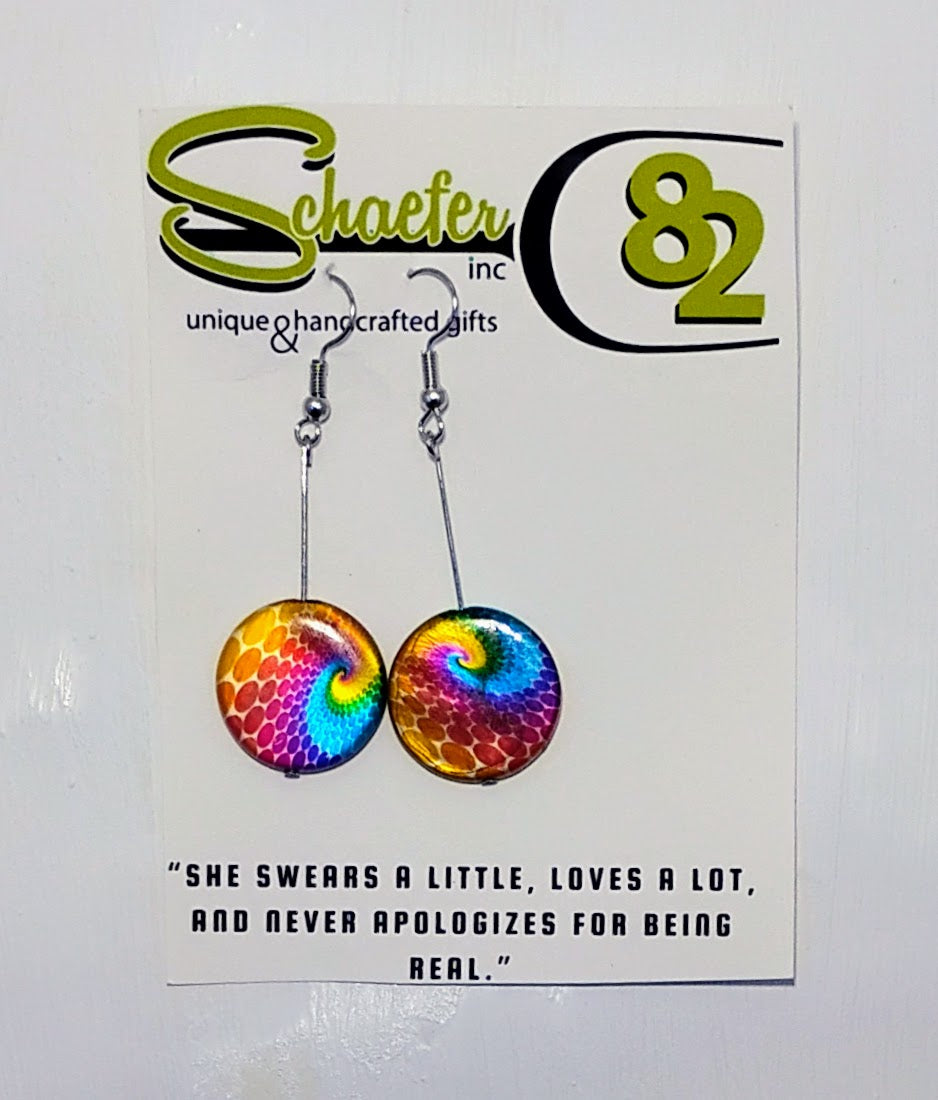 Handcrafted rainbow circular earrings