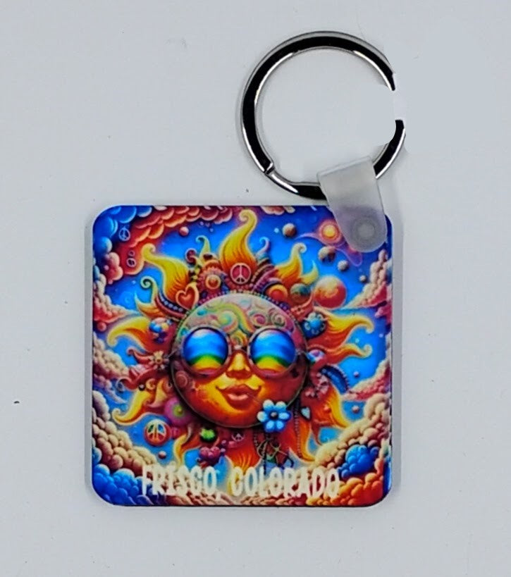 Handcrafted colorful sun keychain