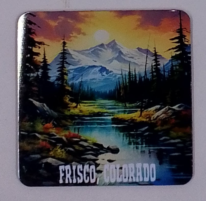 Handcrafted square coaster with a beautiful mountain scenery