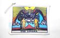 Handcrafted tarot zipper bag with the tarot card image for the lovers.