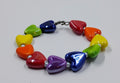 Handcrafted rainbow heart beaded bracelet