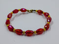 Handcrafted red and gold beaded bracelet